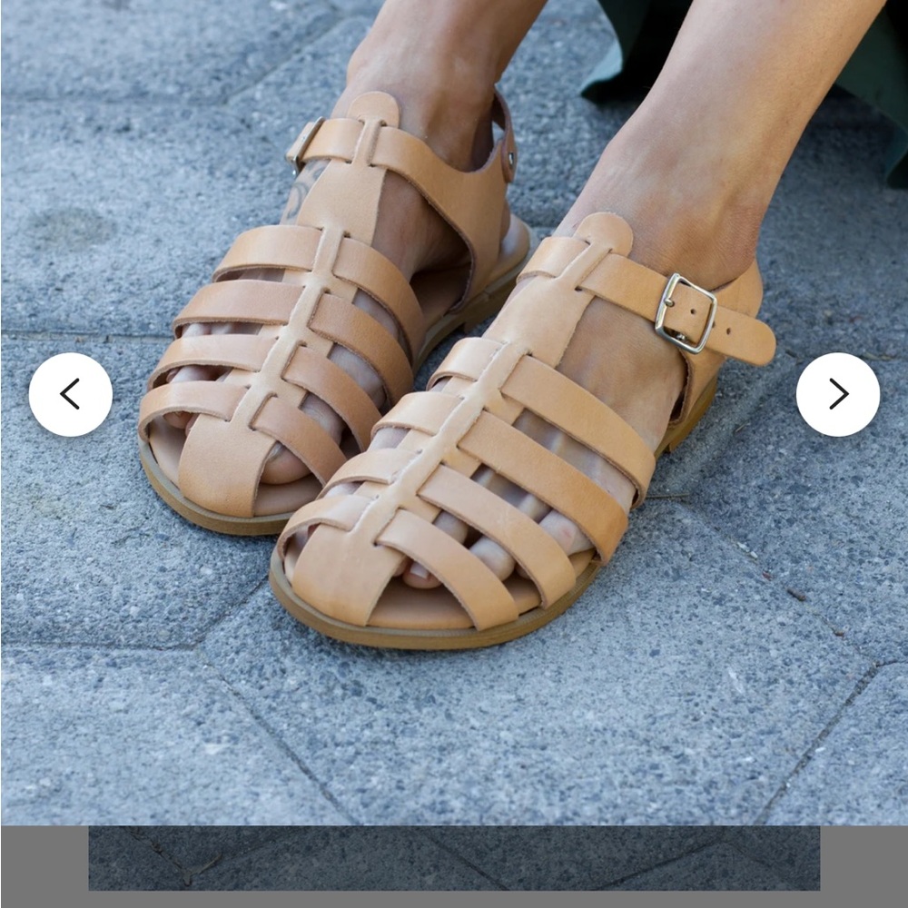 Tan/Peach Leather Fisherman Sandals